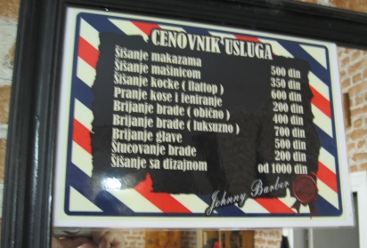 Dzonijva berbernica / cenovnik